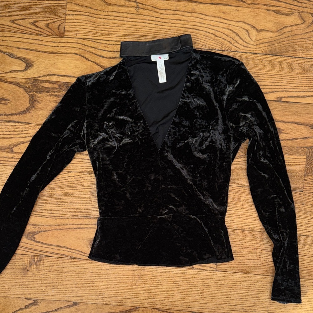 Fleur du Mal Black Velvet Long Sleeve Blouse